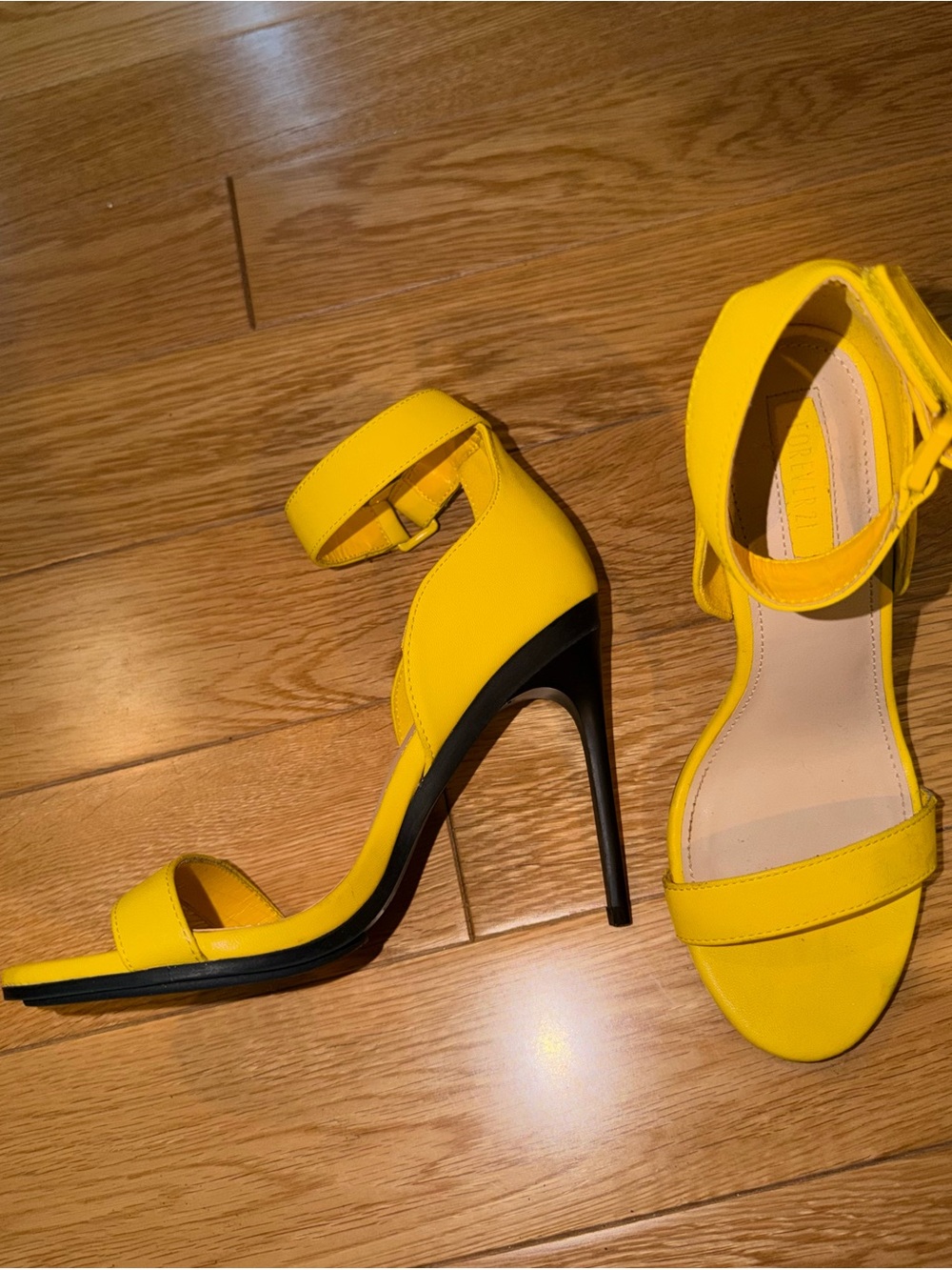 Yellow Ankle-Strap Stiletto Sandals - Women's High Heel